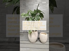 нейтральный бежевый цилиндрический волокнистый глиняный горшок с замысловатыми цветочными деталями легкий прочный неприхотливый цветочный горшок украшение для виллы, офиса, сада, ландшафтного дизайна