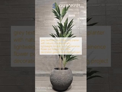 Серый текстурированный круглый волокнистый глиняный горшок с рисунком под натуральный камень, легкий, прочный, не требующий особого ухода, цветочный горшок, украшение для виллы, офиса, сада, ландшафтного проекта