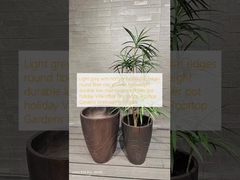 Светло-серый с горизонтальными круговыми гребнями круглый волокна глиняный плантатор легкий долговечный низкий содержание цветочный горшок праздник Вилла офисная отделка Проект ландшафтных садов на крыше