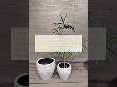 Уникальные белые цветочные горшки: оригинальный дизайн в виде мозаичной кирпичной кладки, круглый кашпо из фибробетона, легкий, прочный, не требующий особого ухода, для украшения вилл, офисов, террас, садов на крыше, ландшафтных проектов