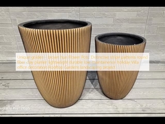 Уникальный золотисто-коричневый оттенок Цветочные горшки: Отличительные полосатые узоры круглые волокна глиняные плантаторы легкий прочный низкий содержание праздник Вилла офисная отделка Проект ландшафтных садов на крыше