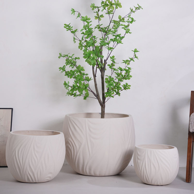 Купить neutral beige round fiber clay planter online manufacture