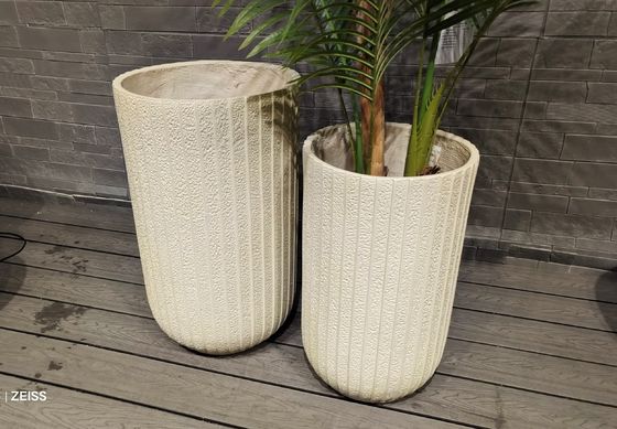 Купить Светло-бежевый вертикально расположенные тонкие полоски текстуры круглые волокна глины на крыше садовый горшок online manufacture