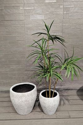 Купить Белая мозаика, похожая на кирпич, круглый фиброглиновый цветочный горшок online manufacture