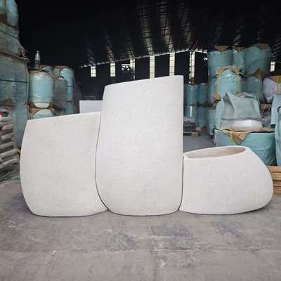 Стильный Сверхбольшой Белый Нерегулярный изогнутый текучий контур Круглый Волокнистый Глинистый Плантер